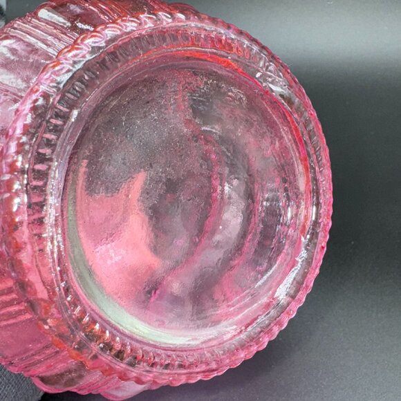 Pink Pressed Glass Decorative Vase Bottle Decanter Molded - Picture 6 of 8